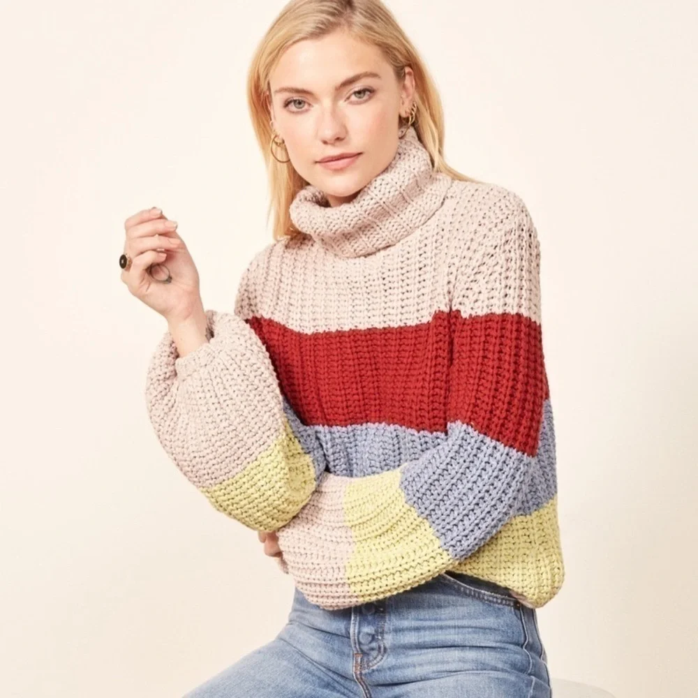 Reformation La Ligne Collaboration Color Me Happy Turtleneck Sweater